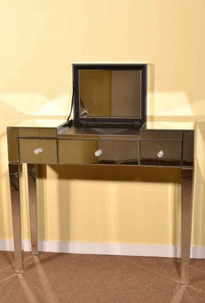 Art Deco Minimalist Mirrored Dressing Table with Mirror | Ref. no. 03615 | Regent Antiques