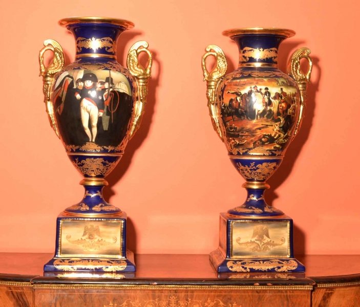 Pair French Empire Porcelain Vases Napoleonic | Ref. no. 03647a | Regent Antiques