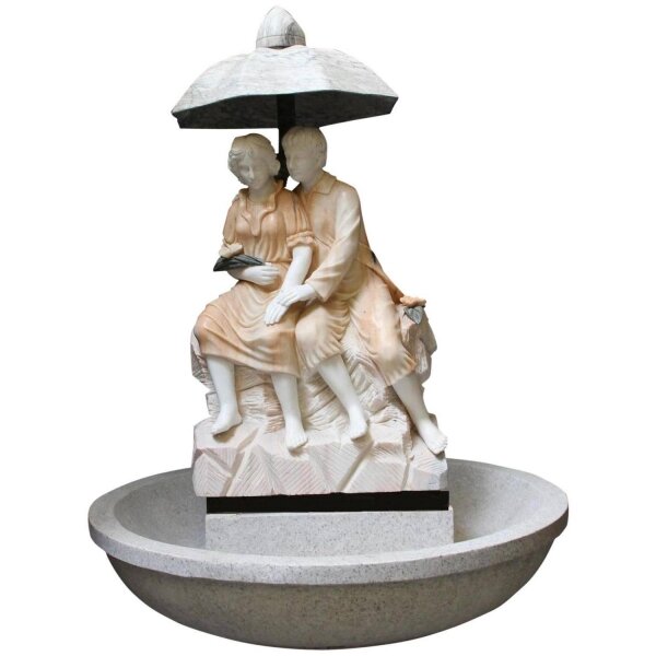 Charming Pink Marble Garden Fountain Lovers Statue | Ref. no. 03680 | Regent Antiques