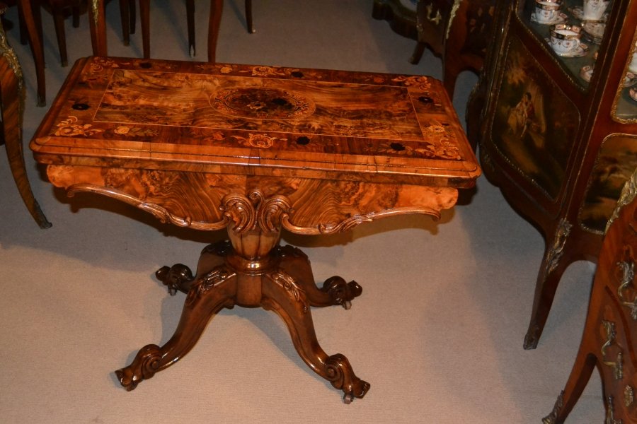 Antique Victorian Burr Walnut Card Table Circa 1860 | Ref. no. 03693 | Regent Antiques