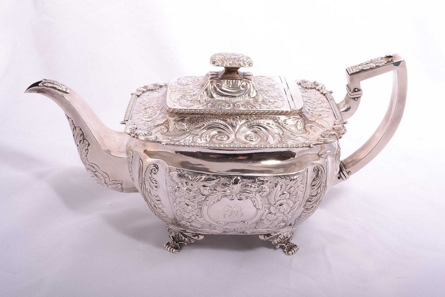 Antique Irish Silver Tea Pot Dublin 1826 John Sawyer | Ref. no. 03699 | Regent Antiques