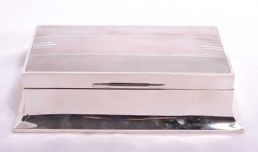 Antique Art Deco silver cigarette, card box,casket 1935 | Ref. no. 03704 | Regent Antiques
