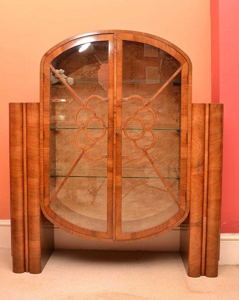 Art deco store walnut cabinet
