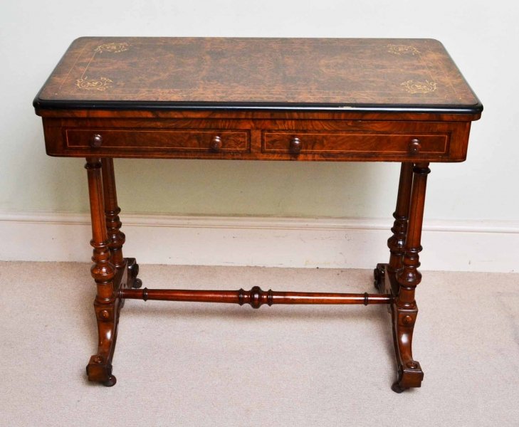 Antique Victorian Burr Walnut Card Table Desk  C1860 | Ref. no. 03710 | Regent Antiques