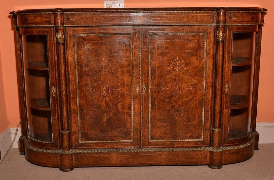 Antique Victorian Walnut Inlaid 4 door Credenza  C1860 | Ref. no. 03717 | Regent Antiques