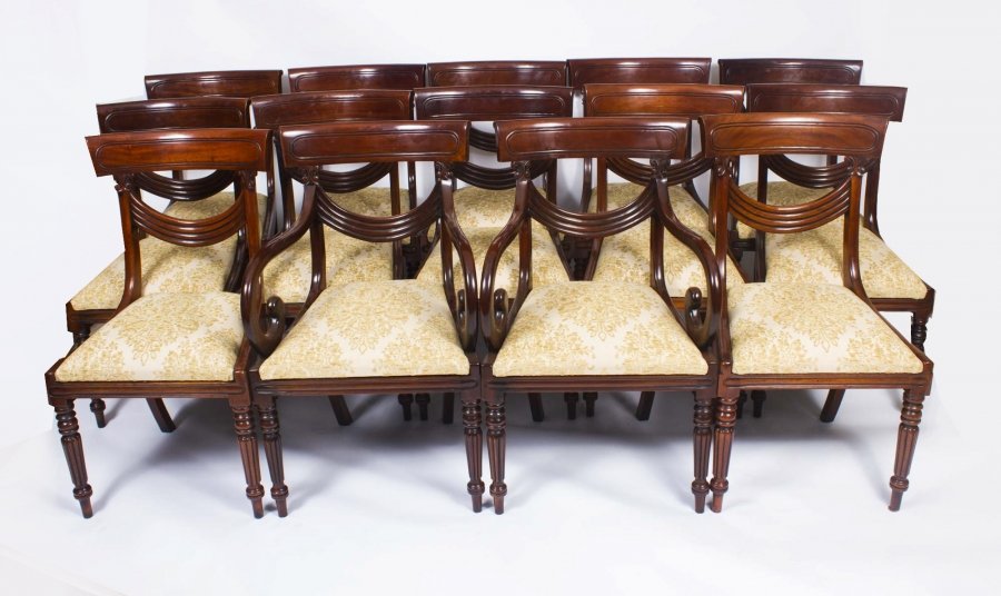 English Regency Dining Chairs Swag Back Set of 14 | Ref. no. 03736a | Regent Antiques