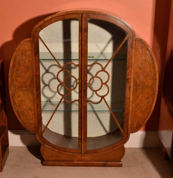 Antique Art Deco 1920s Walnut Display Cabinet | Ref. no. 03744 | Regent Antiques