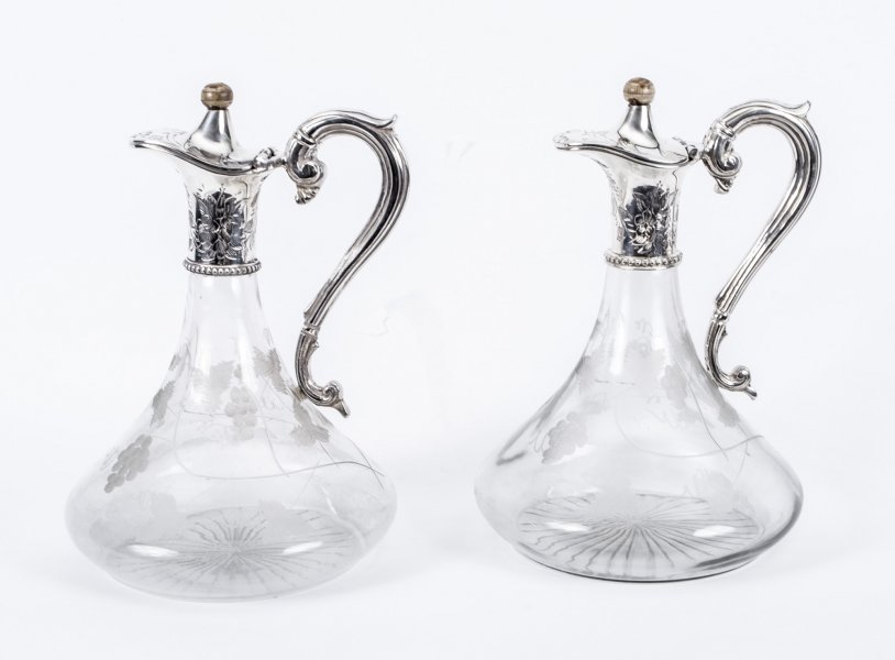 Stunning Pair Silver Plated Engraved Ship\'s Decanters | Ref. no. 03788a | Regent Antiques