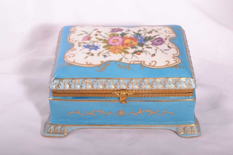 Stunning Hand Painted Blue Russian Porcelain Casket | Ref. no. 03791 | Regent Antiques