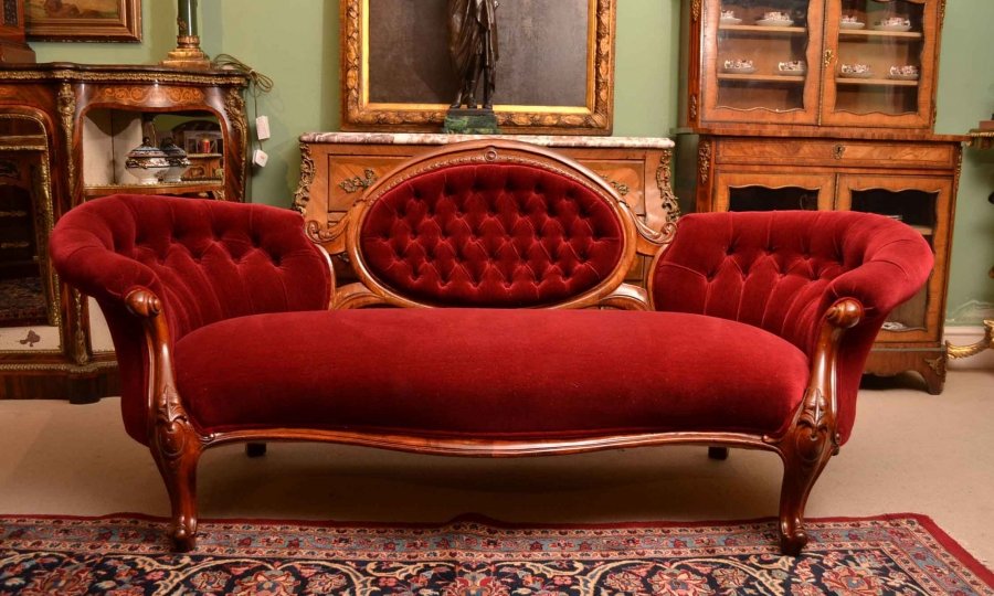 Antique Victorian Walnut Sofa Chaise  C1860 | Ref. no. 03940 | Regent Antiques