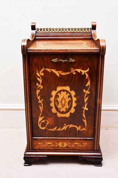 Antique Mahogany & Marquetry Coal Box Purdonium | Ref. no. 04086 | Regent Antiques