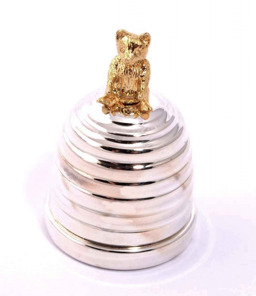 Charming Sterling Silver Teddy Beehive Tooth Box | Ref. no. 04101 | Regent Antiques