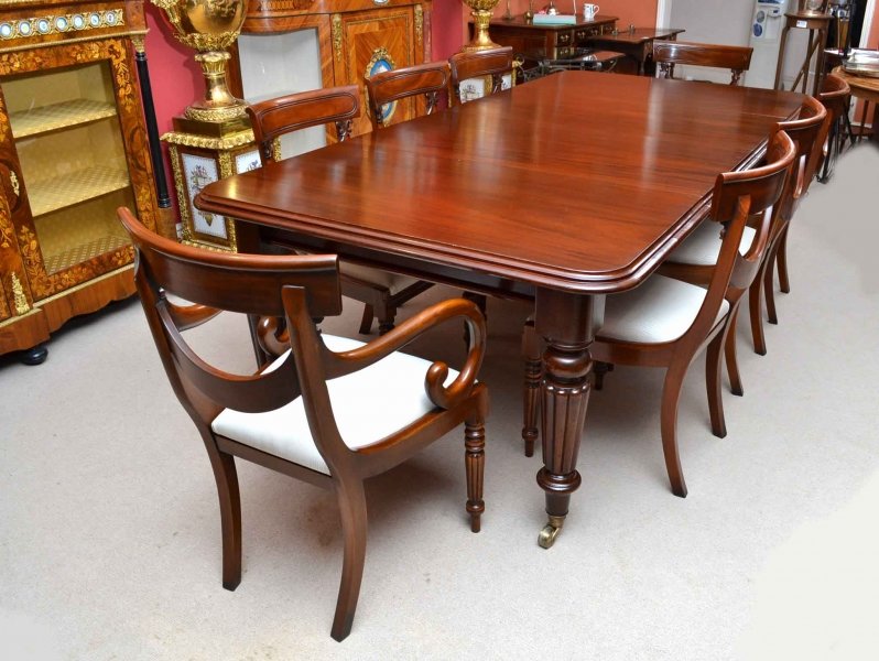 Antique mahogany table and chairs deals