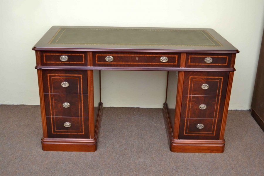 Vintage Small Inlaid Gany Pedestal Desk Ref No 04136 Ref 04136