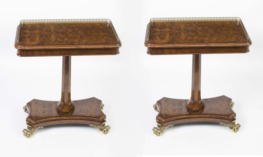 Vintage Pair of  Regency Revival Burr Walnut Occasional Tables | Ref. no. 04173a | Regent Antiques