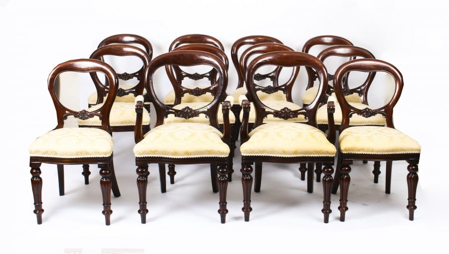 Set 12 Victorian Style Balloon Back Mahogany Dining Chairs  20th C | Ref. no. 04231e | Regent Antiques