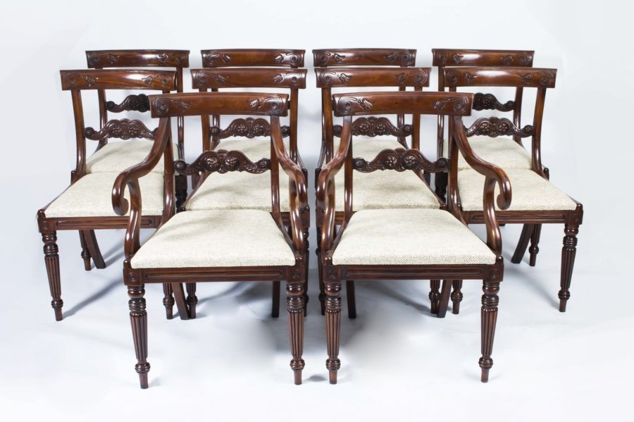 Set 10 Regency Style Mahogany Bar Back  Dining Chairs | Ref. no. 04232c | Regent Antiques