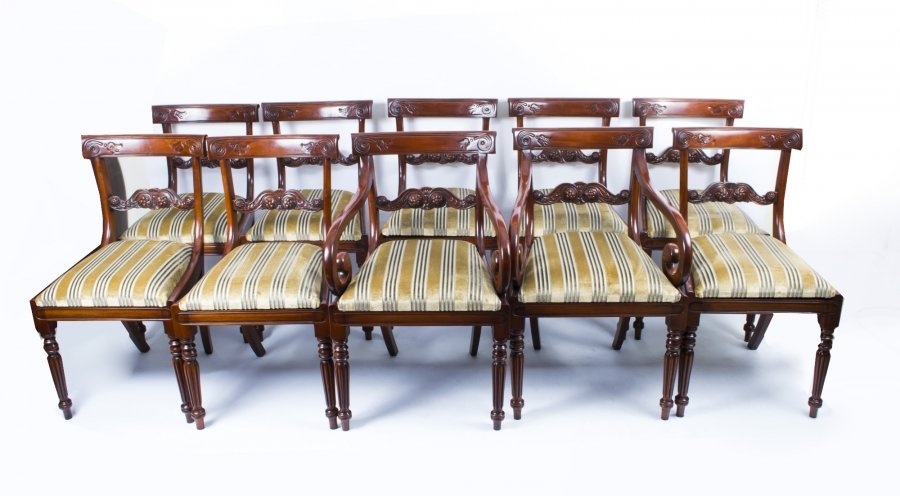 Set 10 Regency Style Mahogany Bar Back Dining Chairs | Ref. no. 04232d | Regent Antiques