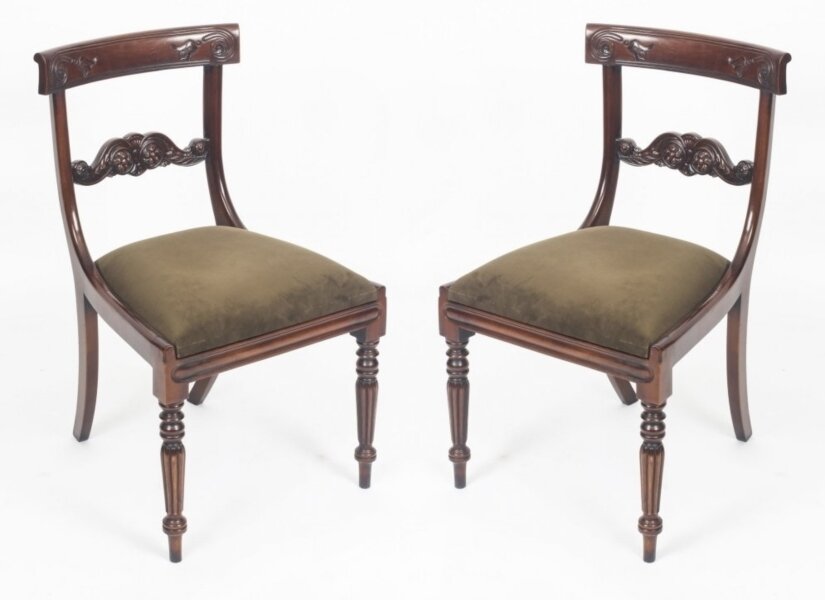 Vintage Pair Regency Revival Mahogany Bar Back Dining Chairs 20th C | Ref. no. 04232k | Regent Antiques