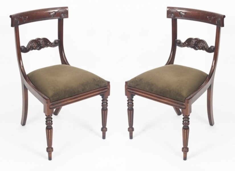 Vintage Pair Regency Revival Mahogany Bar Back Dining Chairs 20th C | Ref. no. 04232k | Regent Antiques