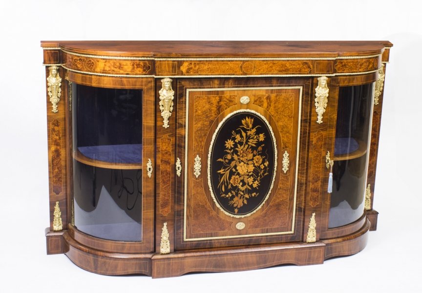 Antique Victorian Burr Walnut Marquetry Ormolu Mounted Credenza c.1850 | Ref. no. 04378 | Regent Antiques