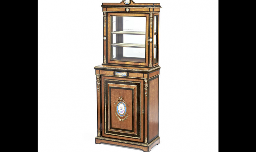 Antique Satinwood Display Cabinet Sevres Plaques c.1860 | Ref. no. 04509 | Regent Antiques