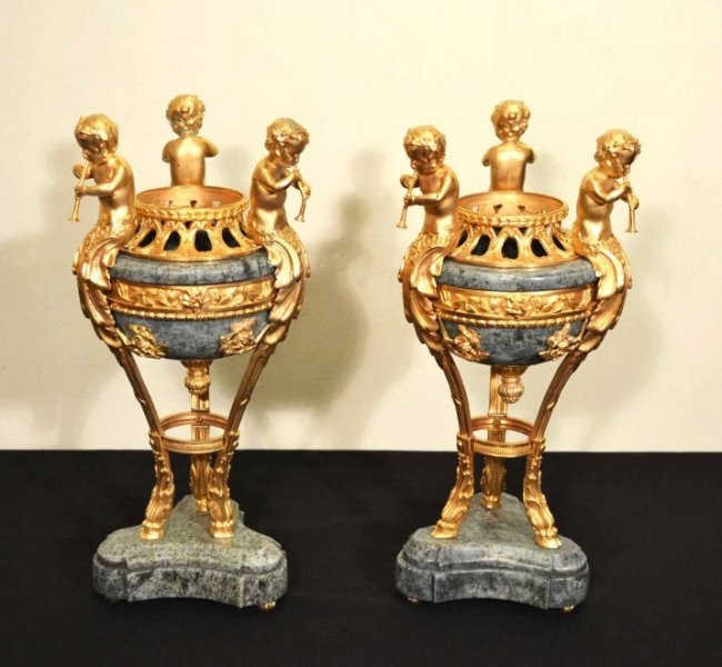 Pair of Decorative French Marble Urns Pot Pourri | Ref. no. 04512 | Regent Antiques