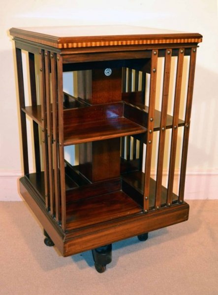 Antique Edwardian Inlaid Revolving Bookcase c.1900 | Ref. no. 04524 | Regent Antiques