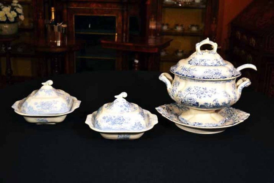 Antique Victorian Blue & White Tureen & Pair Tureens | Ref. no. 04542 | Regent Antiques