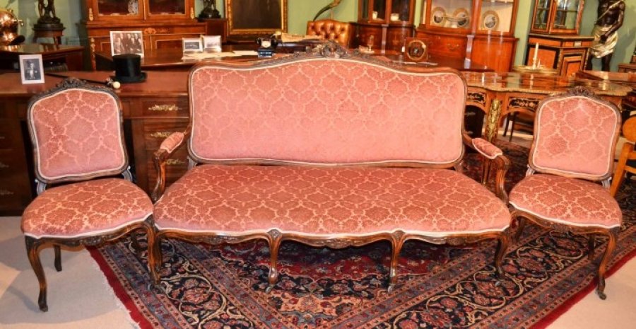 Antique French Louis XV Style Sofa & Pair Chairs | Ref. no. 04642b | Regent Antiques