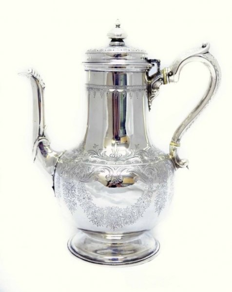 Antique English Sterling Silver Coffee Pot London 1864 | Ref. no. 04852 | Regent Antiques