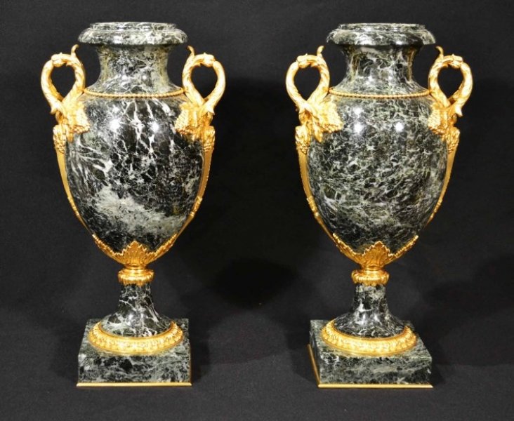 Antique Pair of Stunning French Green Marble Urns | Ref. no. 04871 | Regent Antiques