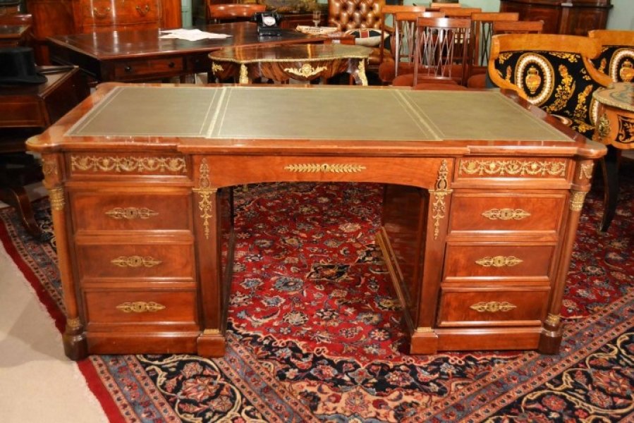 Vintage French Empire Mahogany Pedestal Desk | Ref. no. 04890 | Regent Antiques
