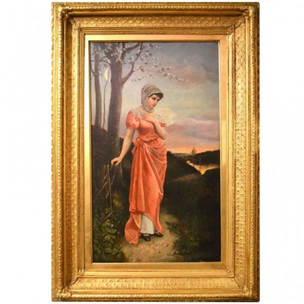 Antique Painting Far Away Thoughts N. Deffregor c.1860 | Ref. no. 04901 | Regent Antiques