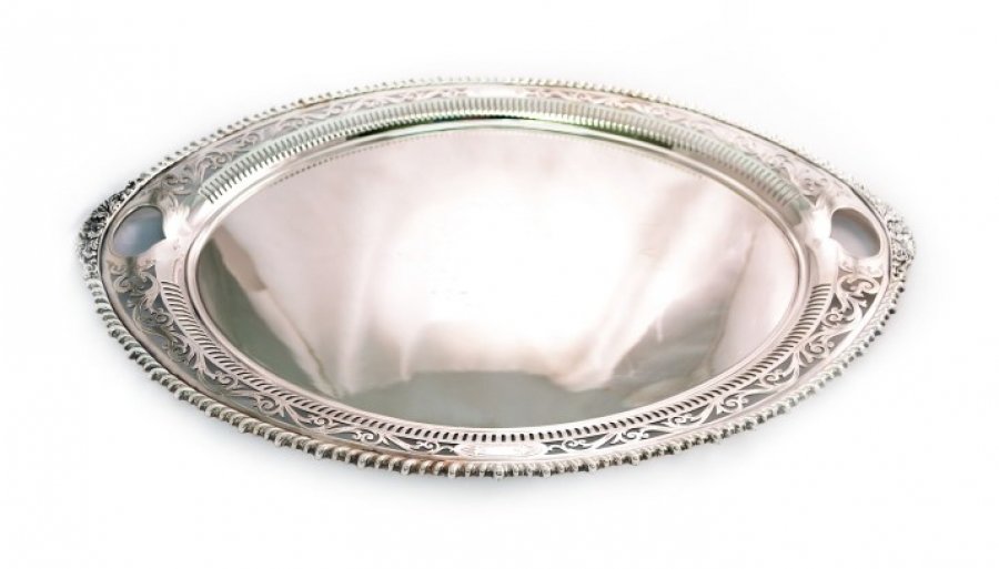 Antique Victorian Oval Silver Plated Tray c.1890 | Ref. no. 04911 | Regent Antiques