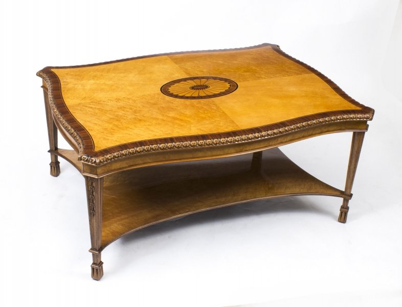 Stunning Satinwood Inlaid Birdeye Maple Coffee Table | Ref. no. 05073 | Regent Antiques