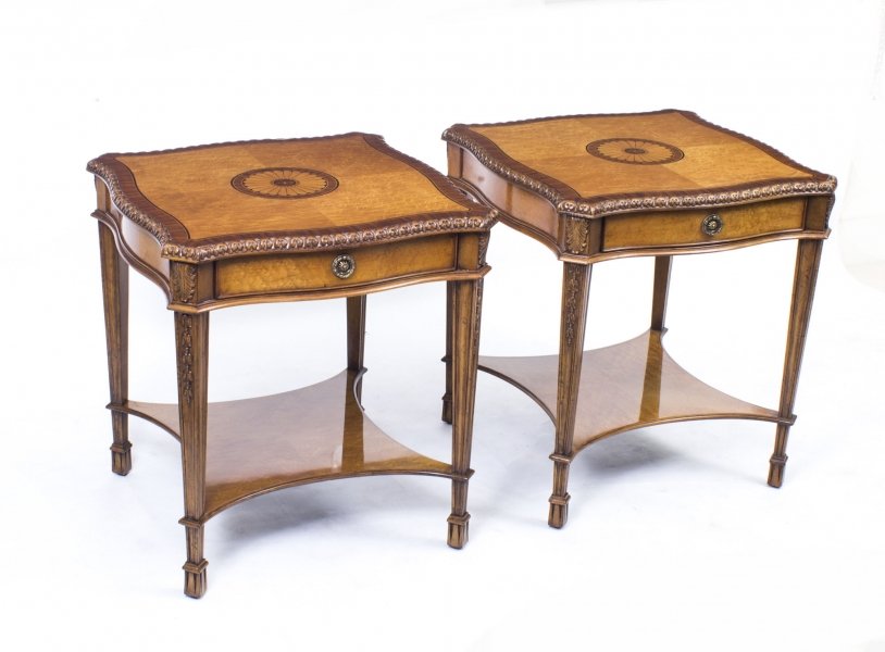 Stunning Pair Birdseye Maple Side Occasional Tables | Ref. no. 05074 | Regent Antiques