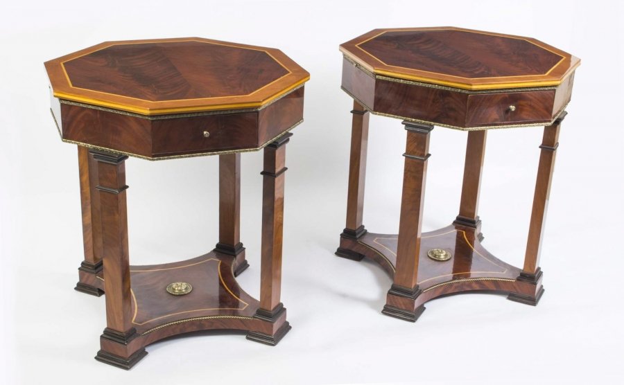 Pair of Empire Style Flame Mahogany Occasional Tables | Ref. no. 05202 | Regent Antiques