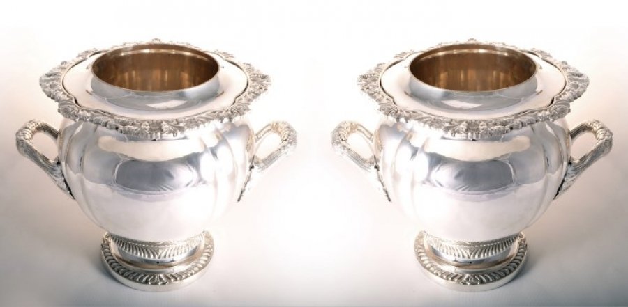 Pair Sheffield Silver Plate Wine Champagne Coolers | Ref. no. 05223A | Regent Antiques