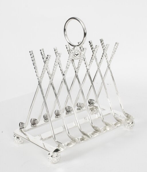 Vintage Silver Plated Letter Toast Rack Crossed Golf Clubs 20th C | Ref. no. 05225 | Regent Antiques