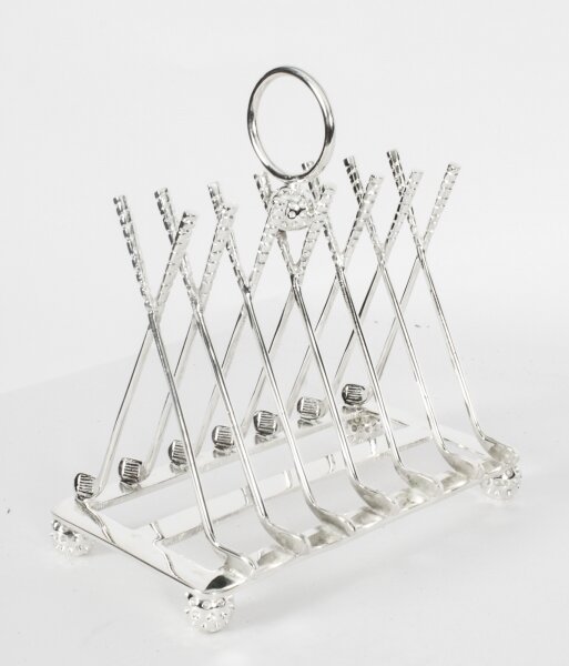 Vintage Silver Plated Toast Rack Crossed Golf Clubs 20th C | Ref. no. 05225 | Regent Antiques