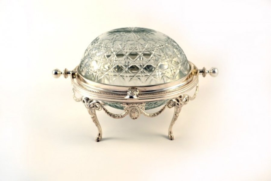 Gorgeous Silver Plate & Cut Glass Roll Over Butter Dish | Ref. no. 05226 | Regent Antiques