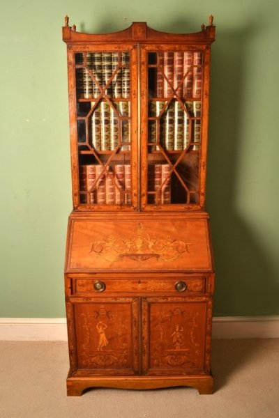Antique Edwardian English Satinwood Bureau Bookcase | Ref. no. 05333 | Regent Antiques