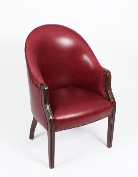 Bespoke English Handmade Leather Desk Chair Burgundy | Ref. no. 05388s | Regent Antiques