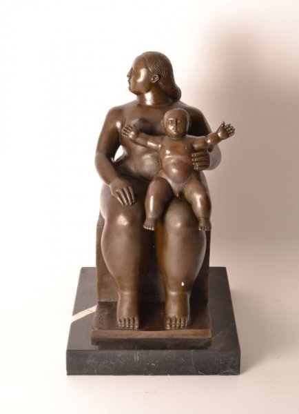 Bronze Figure of Mother and Child After Botero | Ref. no. 05493 | Regent Antiques