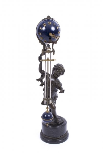 Bronze Boy Figurine Mystery Swing Clock | Ref. no. 05527 | Regent Antiques