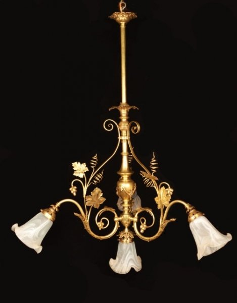Antique Art Nouveau 4 Light Brass Chandelier c.1920 | Ref. no. 05594a | Regent Antiques