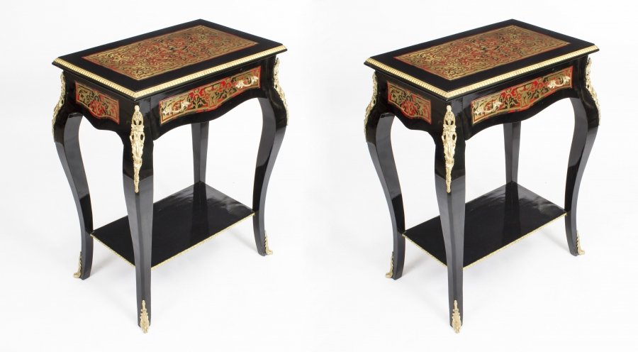Fabulous Pair Boulle Style Ebonised Occasional Tables | Ref. no. 05684 | Regent Antiques