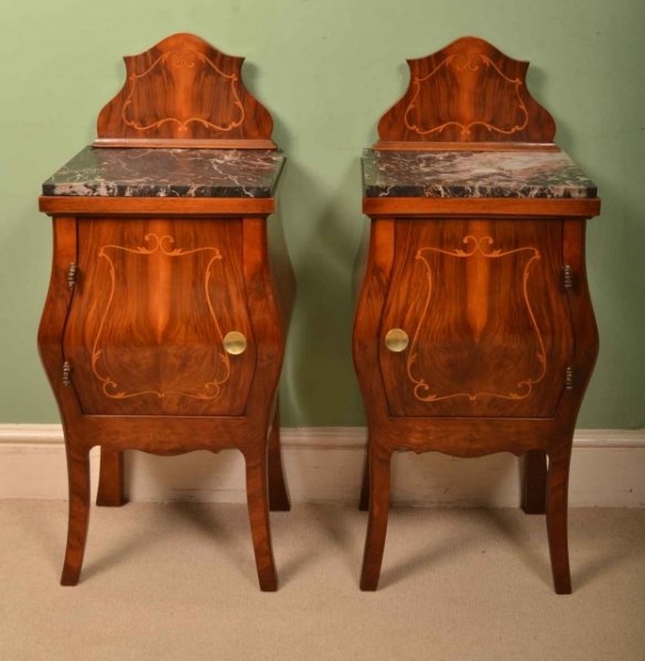 Vintage Italian Pair Marquetry Bedside Chests | Ref. no. 05687a | Regent Antiques