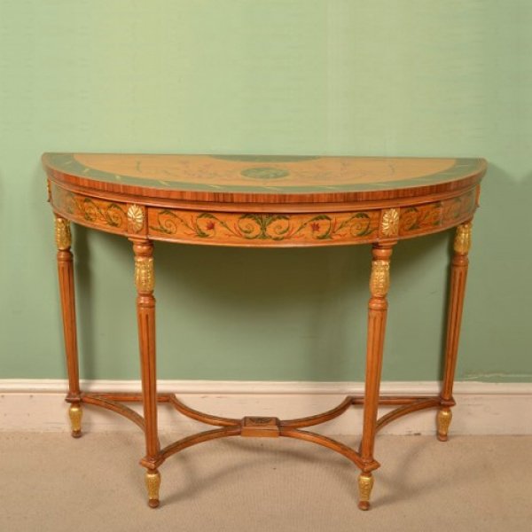 Vintage Satinwood Hand Ref No 05705, Vintage Painted Console Table